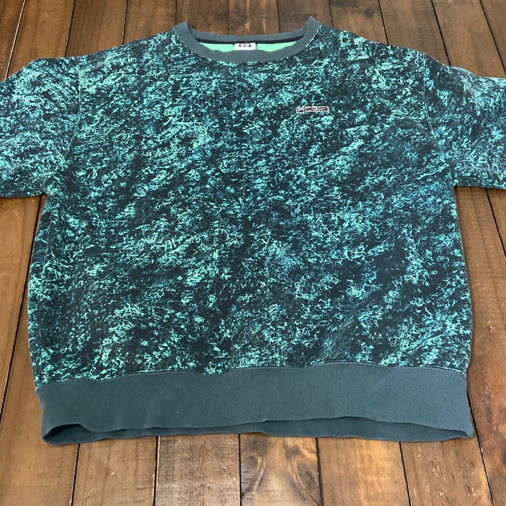 Nike ACG Therma-FIT Tuff Fleece Crewneck Sweatshirt Green Mens Small DQ5733-365